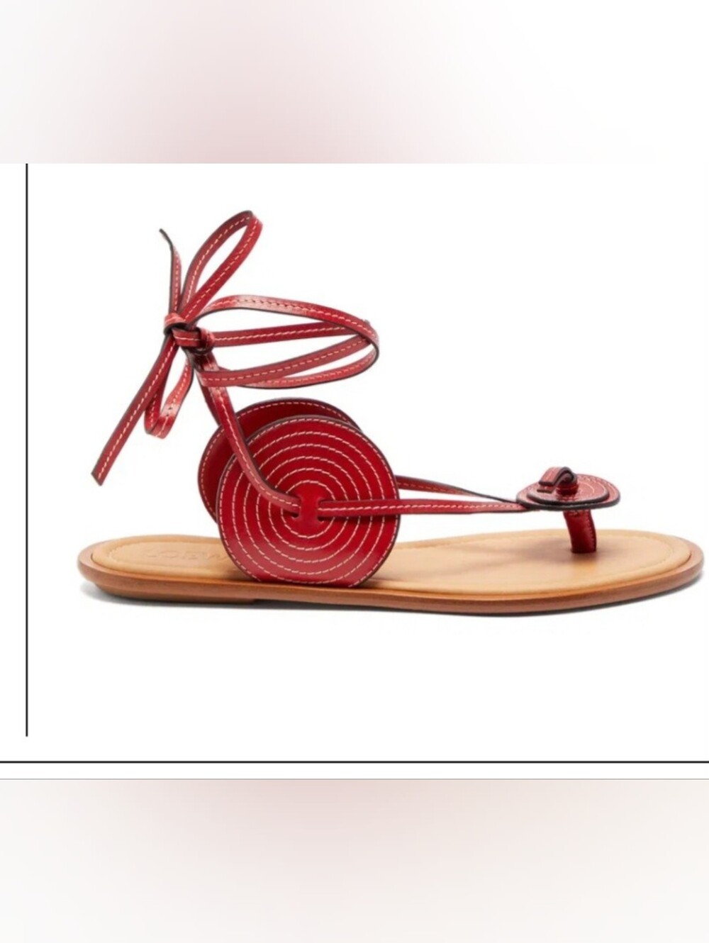 Loewe Red Leather Sandals Size 35